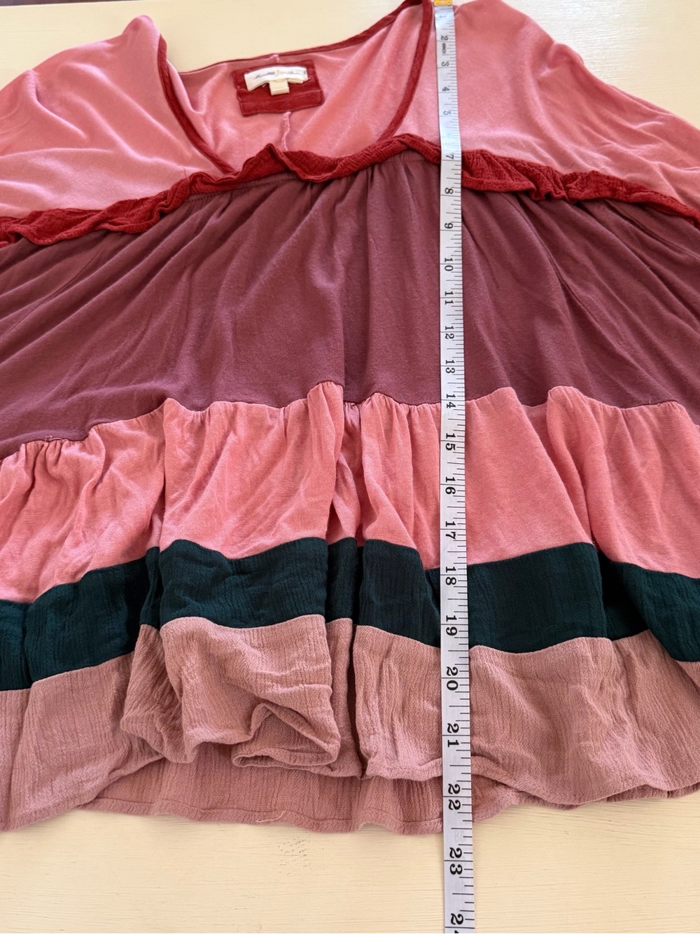 Meadow Rue‎ Anthropologie Colorblock Tiered Babydoll Top Size XS - Picture 5 of 8